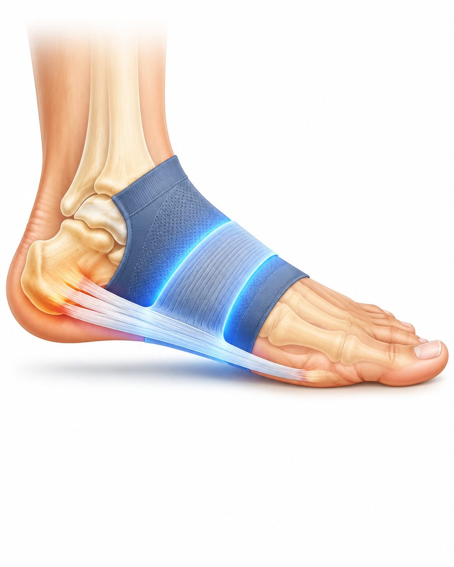 Illustration of the plantar fascia and arch support